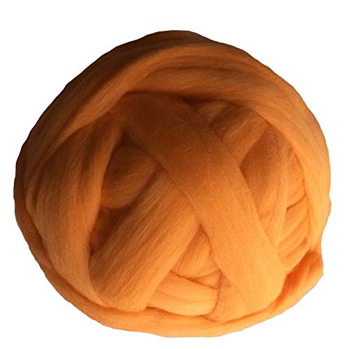 FIDGUBEU Wolle Zum HäKeln,HäKelgarn 1000g / pcs Super Chunky Garn Riesige Roving Spinning für Arm Strickdecken Blitzer Tuch(Orange) von FIDGUBEU