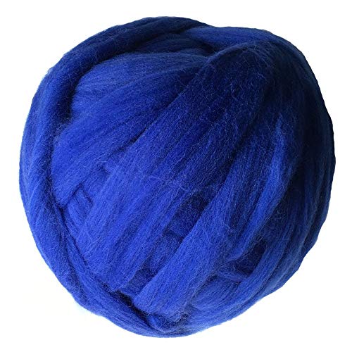 FIDGUBEU Wolle Zum HäKeln,HäKelgarn 1000g / pcs Super Chunky Garn Riesige Roving Spinning für Arm Strickdecken Blitzer Tuch(Royalblue) von FIDGUBEU