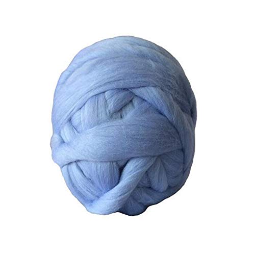 FIDGUBEU Wolle Zum HäKeln,HäKelgarn 1000g / pcs Super Chunky Garn Riesige Roving Spinning für Arm Strickdecken Blitzer Tuch(Sky Blue) von FIDGUBEU