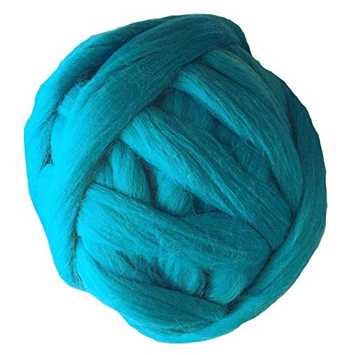 FIDGUBEU Wolle Zum HäKeln,HäKelgarn 1000g / pcs Super Chunky Garn Riesige Roving Spinning für Arm Strickdecken Blitzer Tuch(Turquoise) von FIDGUBEU