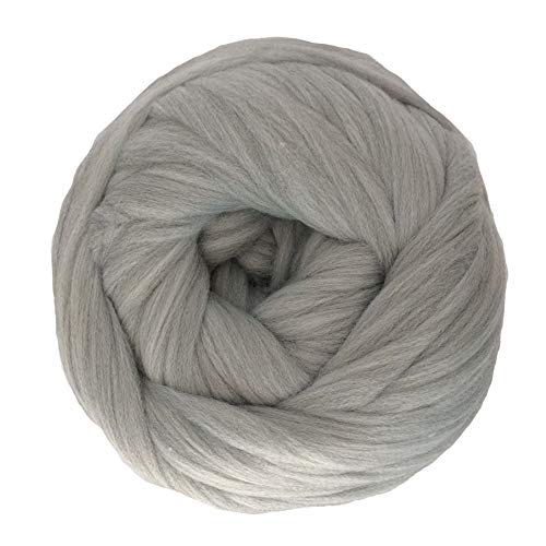 FIDGUBEU Wolle Zum HäKeln,HäKelgarn 1000g 2.2LB / Kugel Super Chunky Garn sperrige Roving-Garn Hand/Arm Strick-Wurf-Decke Garn Home Wand dekoratives Garn(Light Grey) von FIDGUBEU