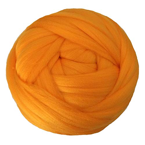 FIDGUBEU Wolle Zum HäKeln,HäKelgarn 1000g 2.2LB / Kugel Super Chunky Garn sperrige Roving-Garn Hand/Arm Strick-Wurf-Decke Garn Home Wand dekoratives Garn(Orange) von FIDGUBEU