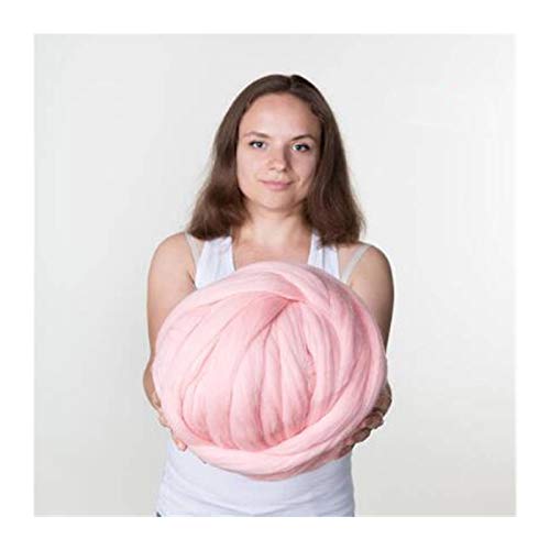 FIDGUBEU Wolle Zum HäKeln,HäKelgarn DIY Dickes Garn super Dickes klobiges Garn-Roving-Garn für drehende Hand strickende Deckenarmstricken(Pink 500g) von FIDGUBEU