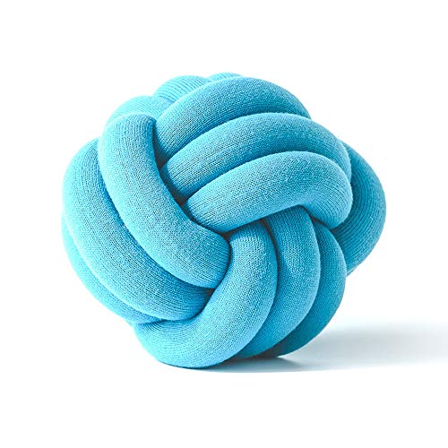 FIDGUBEU Wolle Zum HäKeln,HäKelgarn Dekorative Kissen Kissen Innovatives reines handgemachtes Knotenkissen personalisierte Kugelkissen für Home Automaddurchmesser 30cm(Coral Blue) von FIDGUBEU