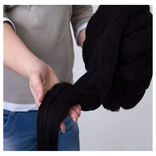 FIDGUBEU Wolle Zum HäKeln,HäKelgarn Dicke klobige Garn weiche Garn DIY sperrige Arm-Roving-Strick-Decke Hand Strick-Spinning-Häkeln-Hutschal(Black 1000g) von FIDGUBEU