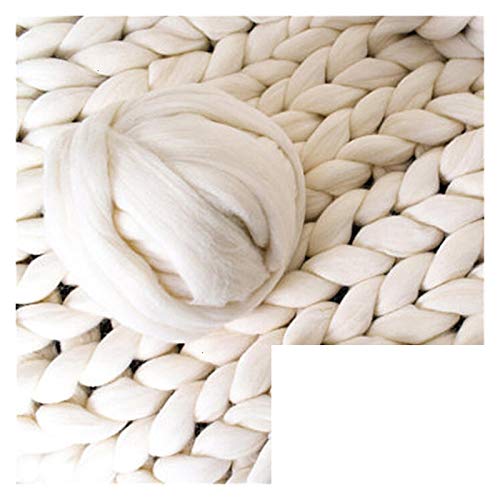 FIDGUBEU Wolle Zum HäKeln,HäKelgarn Dicke klobige Garn weiche Garn DIY sperrige Arm-Roving-Strick-Decke Hand Strick-Spinning-Häkeln-Hutschal(White 1000g) von FIDGUBEU