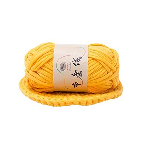 FIDGUBEU Wolle Zum HäKeln,HäKelgarn Handstrickgewebt Gewinde Dicke Korbdecke Decke Teppiche Garn Gemütliche Baumwolle Wollstricken Geflochtene DIY Häkeln Fancy Tuch Garn(Deep Yellow) von FIDGUBEU