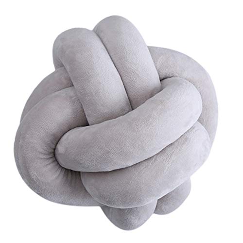 FIDGUBEU Wolle Zum HäKeln,HäKelgarn Kreative 18 cm geknotete Kugelkissen Wurfkissen Taille Kissen Home Schlafsofa Bett Dekoration(Grigio) von FIDGUBEU