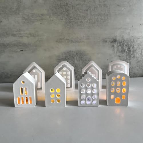 3D Silikonform Haus Silikonform Silikonformen Gießformen Kerzenhalter Silikonform Häuser Silikonformen Gießformen silikonform weihnachten Silikonformen Gießformen Weihnachten (4pcs Haus) von FIENZA