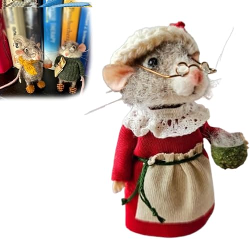 Süße Nadelfilzmaus Handgemachte Winter-Weihnachts Dekoration Maus Entzückendes Aussehen Filzornamente für Weihnachtsbaum DIY Weihnachtsmaus aus Wollfilz Halbzeuge (D) von FIENZA