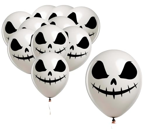 FIESTAS GUIRCA | 10 Gespenster Luftballons (30 cm) - Halloween Dekoration und Kostümparty Deko - Ideal für Gespenster Feiern und Themen-Events - Weiß und Schwarz von FIESTAS GUIRCA