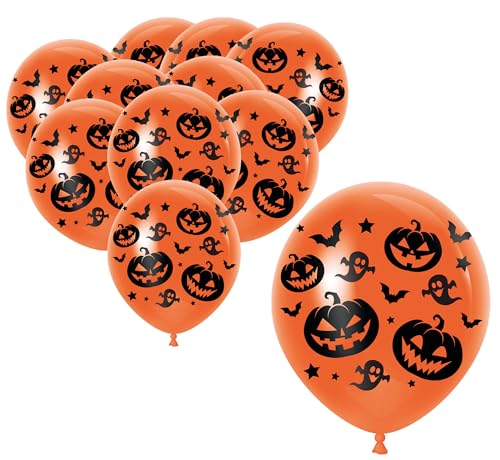 FIESTAS GUIRCA | 10 Kürbis Luftballons (30 cm) - Halloween Dekoration und Kostümpartys - Ideal für Geister-, Fledermaus- und Themenveranstaltungen - Orange von FIESTAS GUIRCA