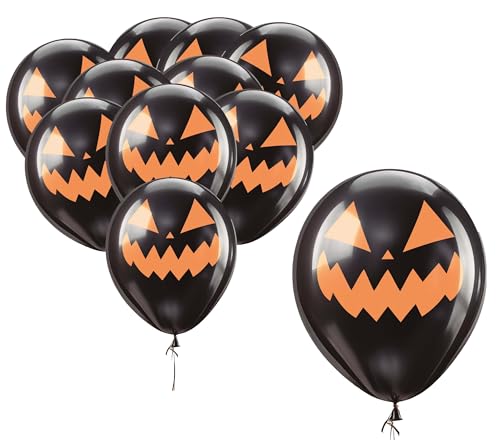 FIESTAS GUIRCA | 10 Luftballons mit Kürbisgesicht (30 cm) - Halloween Dekoration und Kostümparty - Ideal für Geisterfeiern und Themen-Events - Für alle Nutzer - Schwarz von FIESTAS GUIRCA