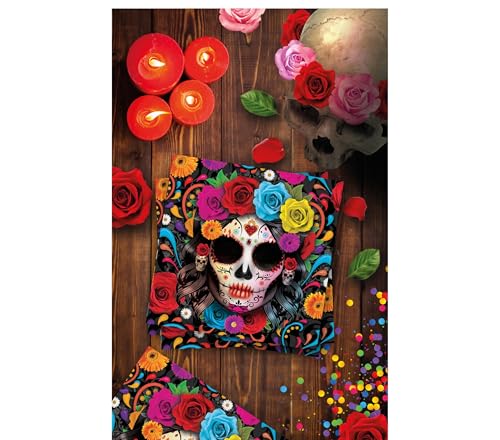 FIESTAS GUIRCA 12 Papierservietten, Catrina, Skelett, 33 cm, Schwarz von FIESTAS GUIRCA