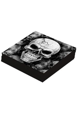 FIESTAS GUIRCA | 20 Totenkopf Servietten (16x16 cm) - Tischdekoration für gruselige Halloween Partys - Ideal für Horror-Events - Grau von FIESTAS GUIRCA