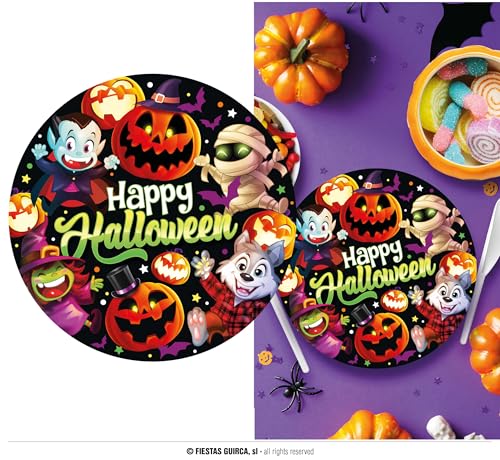 FIESTAS GUIRCA | 6 Pappteller kleine Monster (23 cm) - Tischdekoration für gruselige Halloween-Partys - Ideal für Horror-Events - Mehrfarbig von FIESTAS GUIRCA