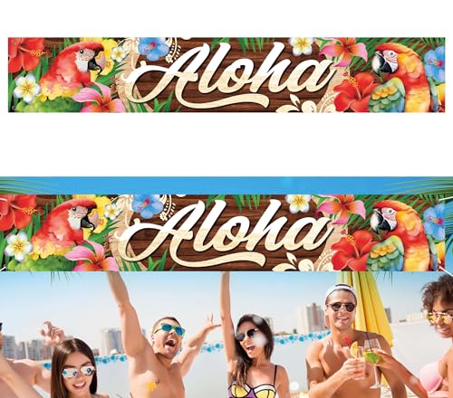 FIESTAS GUIRCA | Aloha Sommer Stoffbanner (290x150 cm) - Wand-, Tür- und Fensterdekoration für Abschlussfeiern und Sommerfeste - Ideal für Hawaiianische Themen und Feiern - Mehrfarbig von FIESTAS GUIRCA