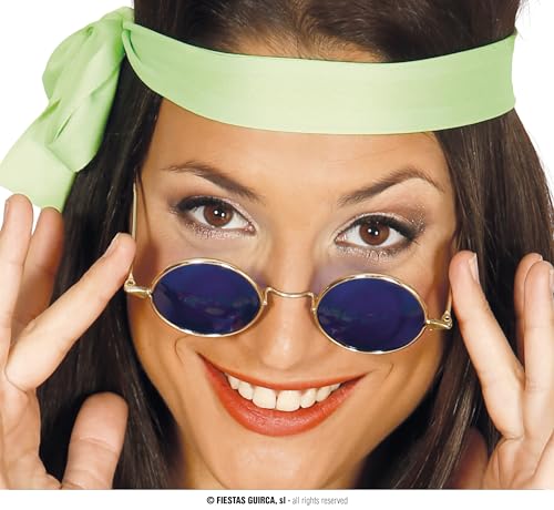 FIESTAS GUIRCA | Blaue Hippie Brille - Kostümzubehör für 60er Jahre Partys und Hippie Themen - Ideal für Erwachsene Unisex zu Karneval und Halloween - Blau von FIESTAS GUIRCA