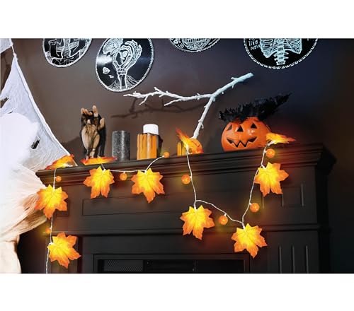 FIESTAS GUIRCA | Elektrische Girlande 20 LEDs Kürbisblätter (315 cm) - Halloween Dekoration und Beleuchtung für Partys - Ideal für festliche Anlässe und besondere Gelegenheiten - Orange von FIESTAS GUIRCA