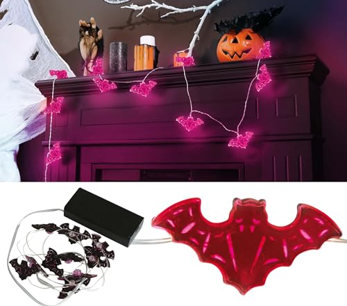 FIESTAS GUIRCA | Fledermaus Lichterkette mit 10 LEDs auf Batterien (120 cm) - Halloween- und Themenparty-Dekoration - Ideal für Beleuchtung und gruselige Atmosphären - Lila von FIESTAS GUIRCA