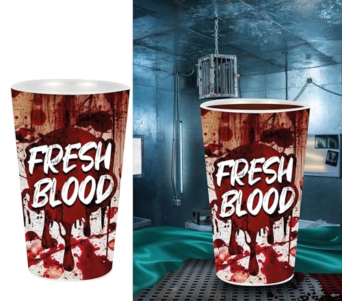 FIESTAS GUIRCA | Fresh Blood Becher wiederverwendbar (9x16 cm) - Tischdekoration für Halloween und Kostümpartys - Ideal für Feiern und Events - Rot von FIESTAS GUIRCA