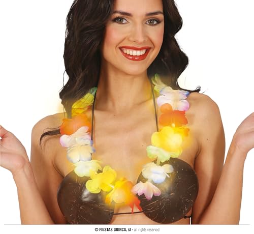 FIESTAS GUIRCA | Hawaii Blumenkette mit Licht - Schmuckzubehör für Sommerpartys und Graduierungen - Ideal für Hawaii-Feiern und Strand-Events - Unisex für Erwachsene - Bunt von FIESTAS GUIRCA