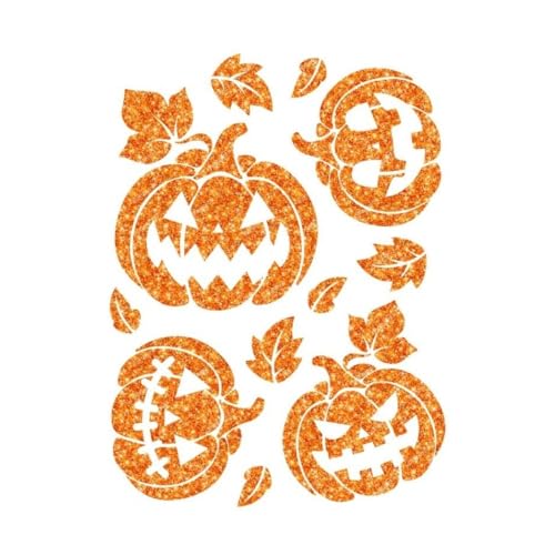 FIESTAS GUIRCA | Kürbis Aufkleber mit Glitzereffekt (30x40 cm) - Wand-, Tür- und Fensterdekoration für Halloween und Skelettpartys - Ideal für Feiern und Events - Orange von FIESTAS GUIRCA