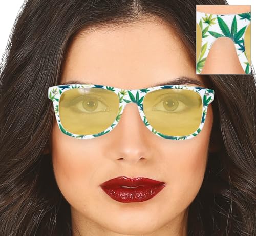 FIESTAS GUIRCA | Marihuana Brille - Party Zubehör für Sommer und Graduierungen - Ideal für Hawaiianische Feiern und Themenpartys - Unisex für Erwachsene - Grün von FIESTAS GUIRCA