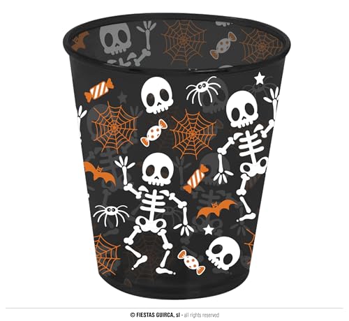 FIESTAS GUIRCA | Schwarzer Skelett Becher (10 cm) - Tischdekoration für Clownpartys und Halloween - Ideal für Feiern und Events - Schwarzes Plastik von FIESTAS GUIRCA