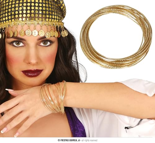 FIESTAS GUIRCA | Set aus 20 goldenen Metallarmbändern - Armband für Prinz des Wüstenkostüms, Zigeuner und Wahrsager - Schmuckzubehör für Partys und Feiern - Unisex für Erwachsene - Gold von FIESTAS GUIRCA