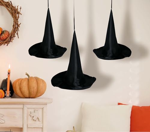 FIESTAS GUIRCA | Set mit 3 Hexenhüten zum Aufhängen (18 cm) - Gruselige Dekoration für Halloween-Partys und Hexenfeiern - Ideales Zubehör für schaurige Atmosphären - Schwarz von FIESTAS GUIRCA