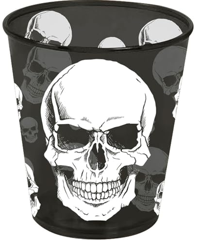 FIESTAS GUIRCA | Totenkopf Becher wiederverwendbar (9x10 cm) - Tischdekoration für Clownpartys und Halloween - Ideal für Feiern und Events - Schwarz und Weiß von FIESTAS GUIRCA