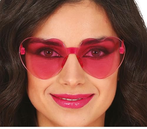 FIESTAS GUIRCA | Transparente rosa Herzbrille - Hippie Kostümzubehör für Partys und Feiern - Ideal für Erwachsene Unisex zu Karneval und Halloween - Rosa von FIESTAS GUIRCA