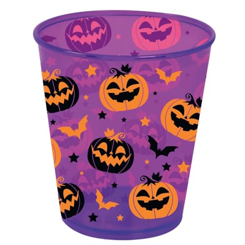 FIESTAS GUIRCA | Wiederverwendbarer Halloween Becher (10 cm) - Tischdekoration für Clownpartys und Halloween - Plastikbecher ideal für Feiern und Events - Lila von FIESTAS GUIRCA