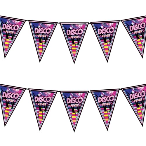 FIESTAS GUIRCA | Wimpel Girlande Disco Fever (3m/20x30 cm) - Papierdekoration für Abschlussfeiern - Ideal für Disco-Feiern und Themenpartys - Bunt von FIESTAS GUIRCA