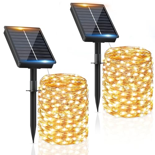 FIFlying Solar Lichterkette Aussen, 2x16M 160 LED Solarlichterkette Außen Wetterfest 8 Modi IP65 Wasserdicht Solar Lichterkette Outdoor für Balcony Garten Zaun Camping Hof Party Hochzeit von FIFlying