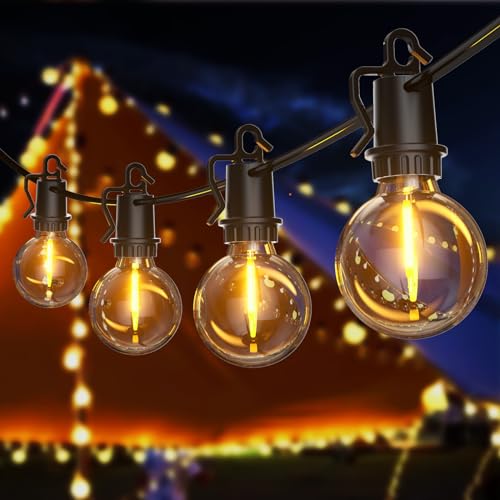 Lichterkette Außen Strom - LED Outdoor Lichterkette Glühbirnen Außen Innen Strom mit Stecker, 20,1M 66Ft 30+2 Warmweiße IP54 G40 Glühbirnen Plastik für Balkon Party Camping Garten Hochzeit Terrasse von FIFlying