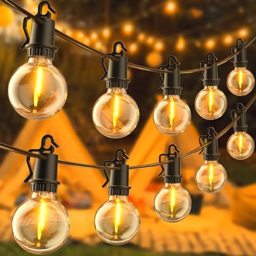 FIFlying Lichterkette Außen Strom - LED Outdoor Lichterkette Glühbirnen Außen Innen Strom mit Stecker, 32,7M 107,3Ft 50+3 Warmweiße IP54 G40 Glühbirnen Plastik für Balkon Party Camping Garten Hochzeit von FIFlying