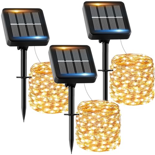 Solar Lichterkette Aussen, 3x12M 120 LED Solarlichterkette Außen Wetterfest 8 Modi IP65 Wasserdicht Solar Lichterkette Outdoor für Balcony Garten Zaun Camping Hof Party Hochzeit von FIFlying