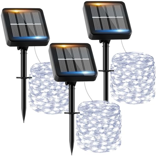 Solar Lichterkette Aussen, 3x12M 120 LED Solarlichterkette Außen Wetterfest 8 Modi IP65 Wasserdicht Solar Lichterkette Outdoor für Balkon Balcony Garten Terrasse Zaun Camping Tor Hof Party Hochzeit von FIFlying