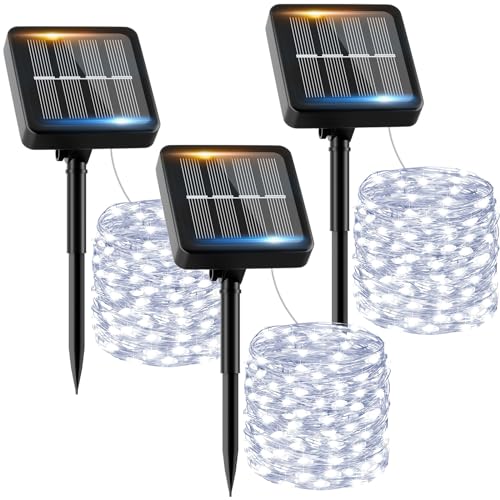 Solar Lichterkette Aussen, 3x12M 120 LED Solarlichterkette Außen Wetterfest 8 Modi IP65 Wasserdicht Solar Lichterkette Outdoor für Balkon Balcony Garten Terrasse Zaun Camping Tor Hof Party Hochzeit von FIFlying