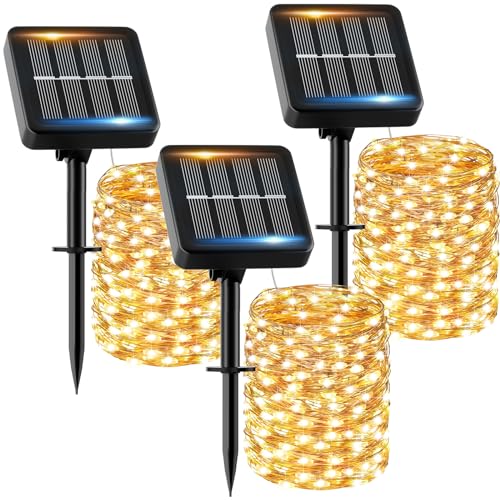 Solar Lichterkette Aussen, 3x16M 160 LED Solarlichterkette Außen Wetterfest 8 Modi IP65 Wasserdicht Solar Lichterkette Outdoor für Balkon Balcony Garten Terrasse Zaun Camping Tor Hof Party Hochzeit von FIFlying