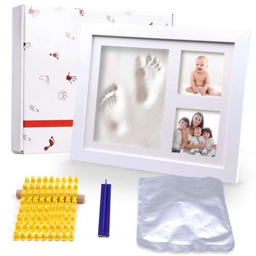 FIHODONE Fußabdruck Baby,Gipsabdruck Baby Hand und Fuß Baby Fussabdruck Set,Handabdruck Set für Neugeborene Babygeschenke Bilderrahmen Jungen und Mädchen von FIHODONE