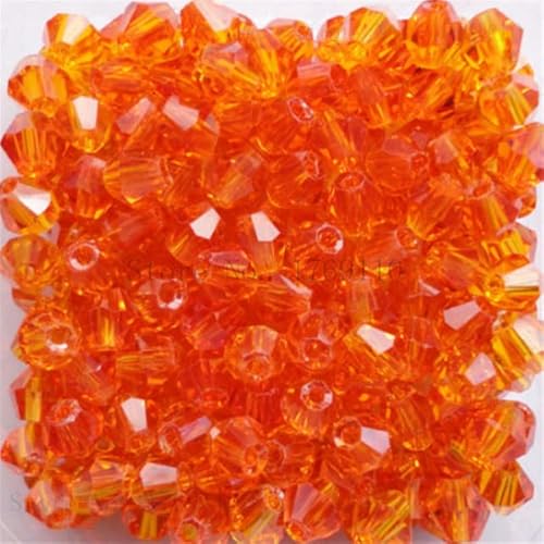 3 mm 4 mm 6 mm 8 mm Doppelkegel-Kristallperlen-Anhänger, Glasperlen, lose Abstandsperlen für die DIY-Schmuckherstellung, orange, 4 mm, 100 Stück pro Beutel von FIKROO