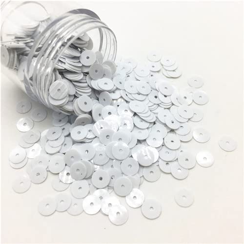 800 Stück 6 mm lose runde Pailletten PVC Pailletten Pailletten Basteln zum Nähen Dekoration DIY Damen Kleidung Zubehör-Weiß, 6 mm flach rund 10 g von FIKROO