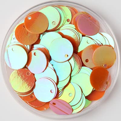 Neue PVC flache runde lose Pailletten Pailletten Nähen Handwerk DIY Zubehör für Kleidungsstück Pailletten-AB Orange, 8 mm 10 g 400 Stück von FIKROO