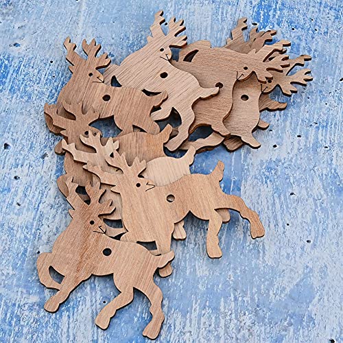 12 Stück Holz-Weihnachtsbaum-Hängedekoration, Liebesherz, Rentier-, DIY-Bastelschmuck für Weihnachtsbaumdekoration, Scrapbooking, Hochzeiten, Geburtstage (#2) von FILFEEL