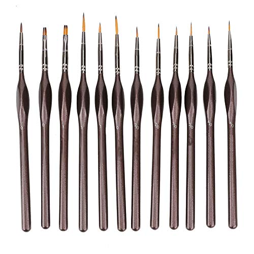 Feine Miniatur-Pinsel, 12PCS Professionelles Detail-Pinsel-Set Feine Liner-Pinsel Art Painting Tools Kit mit Aufbewahrungstasche(12 Hook Line Pen) von FILFEEL