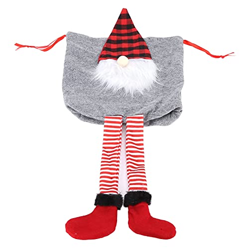 Weihnachtstasche, Gesichtsloser Weihnachtsmann, Beutel mit Kordelzug für Festliche Partys und Geschenke, Aufbewahrungstasche aus Plüschstoff für Weihnachtsdekorationen (Grey) von FILFEEL