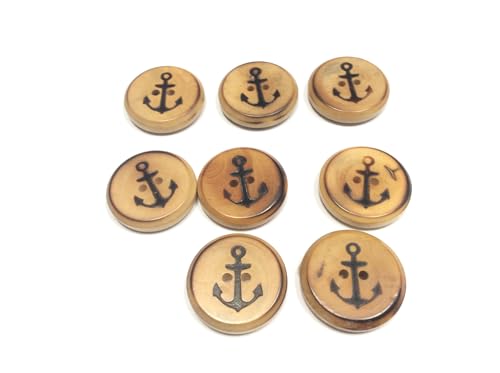 Set mit 8 Holzknöpfen mit Anker, nautisches Design, natürliche Farbe Set mit 8 Holzknöpfen mit Anker, nautisches Design, natürliche Farbe von FILMODA